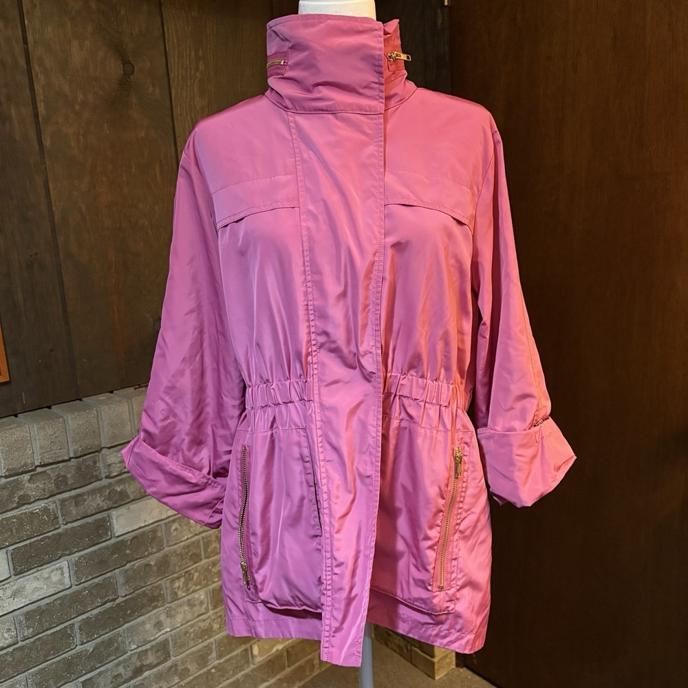Tyler Boe Newport Rain Slicker Jacket Gold Snap Cargo Utilitarian Preppy M A1273